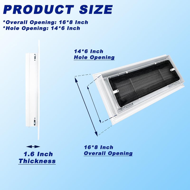 JONRIOX 16"*8" Gable Vent,Aluminum Alloy Wall Vent Shed Vents,with Removable Strainer and 180 Degree Opening Angle.Ideal for Attic,Shed,Garage,Play House,Coop.[Inside Dimensions:14"w X 6"h]-White 1 Pack - Image 5